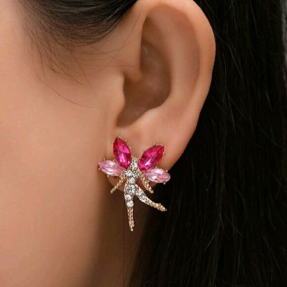 Fairy Tinkerbell Sparkling Rhinestones Earrings - Picture 5 of 12